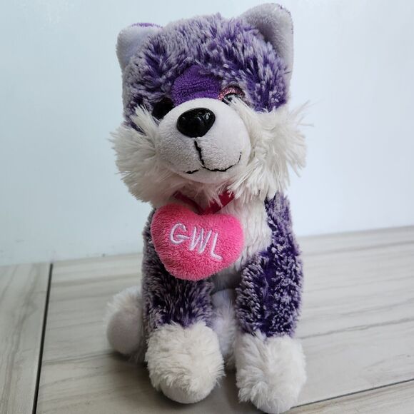 Fiesta Great Wolf Lodge Plush Purple & White Fuzzy Wolf Dog 9" - Picture 9 of 12